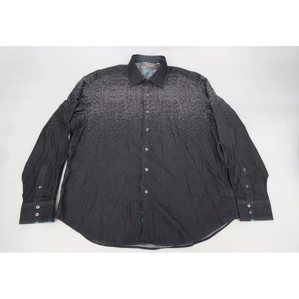 Robert Graham Button Down Mens 3XL Gray Gradient Geometric Classic Fit Shirt